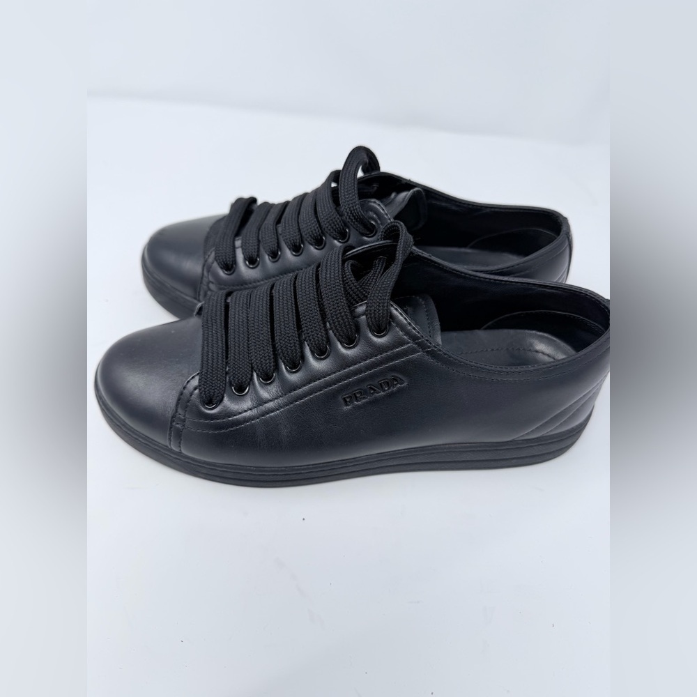 Prada Black Leather Sneakers size S - Picture 3 of 10